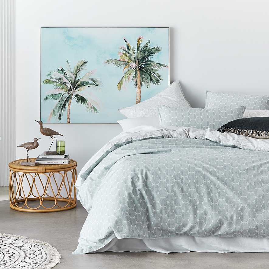 Stonewashed Printed Cotton Powder Blue Spot Quilt Cover Separates