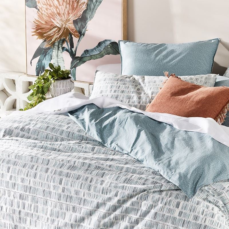 Stonewashed Cotton Printed Sage Fleck Quilt Cover Separates