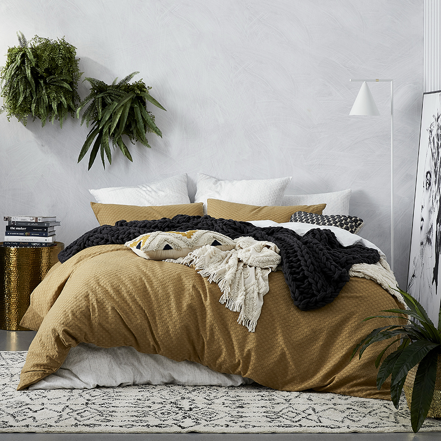 Hamilton Mustard Quilt Cover Set + Separates Adairs