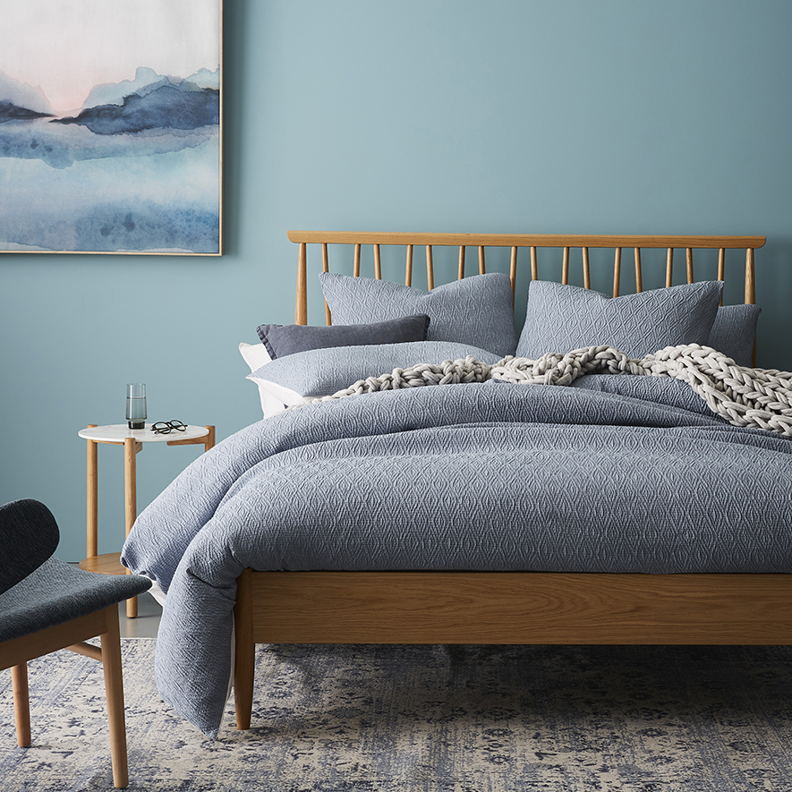 Home Republic Harlow Steel Blue Quilt Cover Set + Separates Adairs