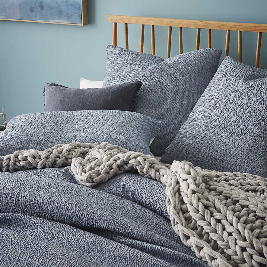 Home Republic Harlow Steel Blue Quilt Cover Set + Separates Adairs