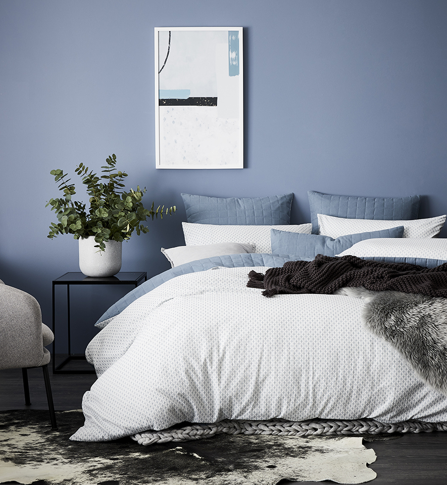 Home Republic Geo Flannelette Quilted Blue Quilt Cover Set Adairs