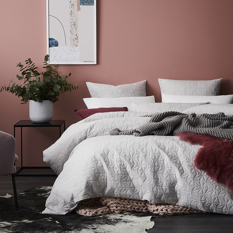 Home Republic Fleck Flannelette Quilted Silver Quilt Cover Set Adairs