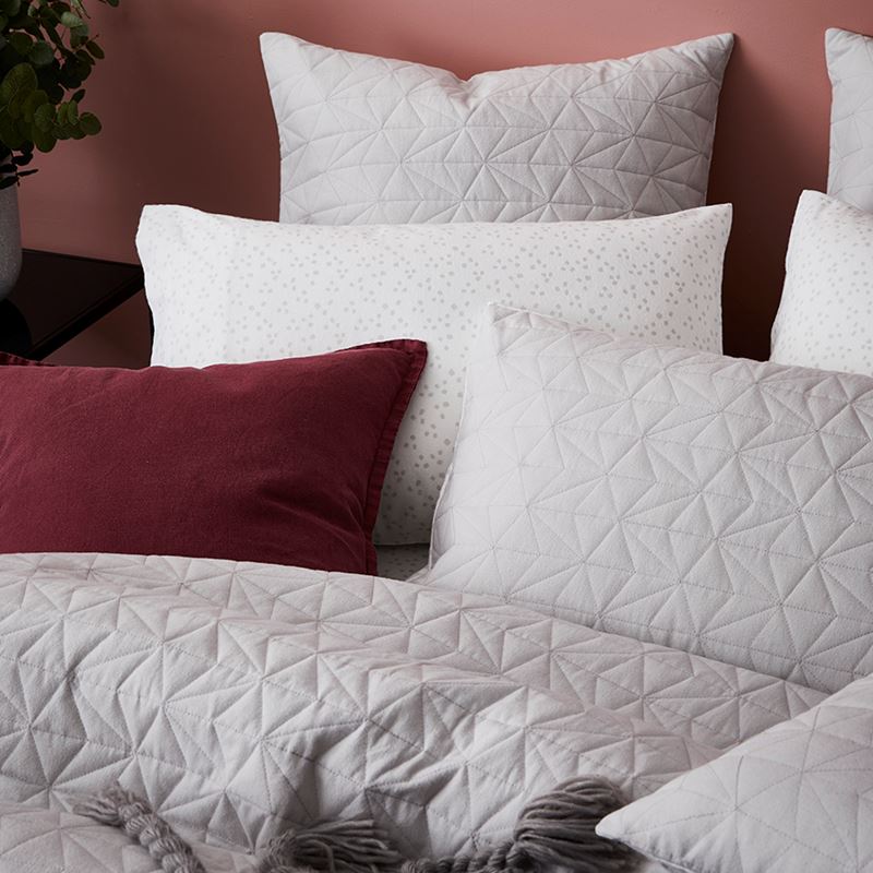Fleck Flannelette Quilted Silver Quilt Cover Set