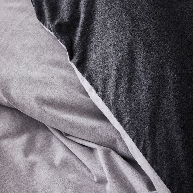 Super Soft Brushed Flannelette Silver & Charcoal Quilt Cover