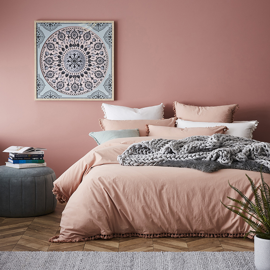 Stonewashed Cotton Tassel Dusty Pink Quilt Cover Separates Adairs