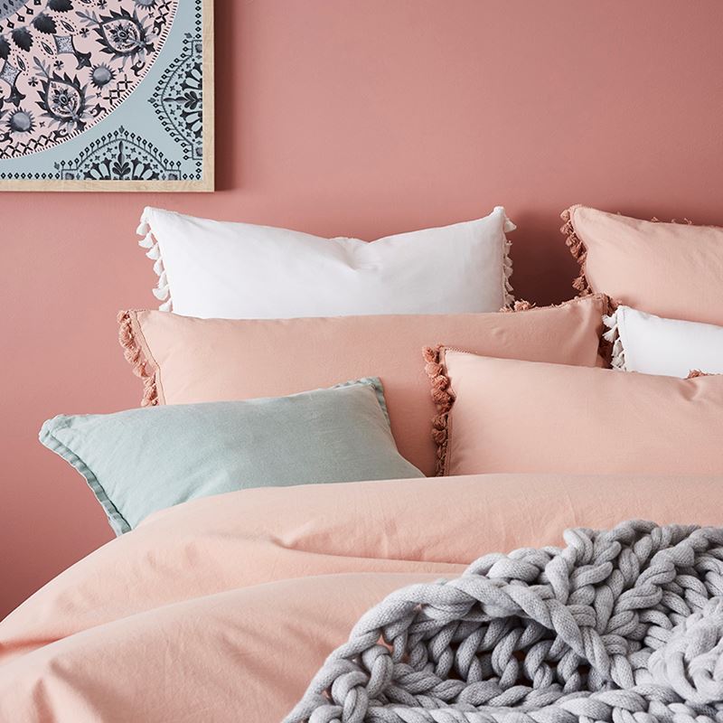 Stonewashed Cotton Tassel Dusty Pink Quilt Cover Separates
