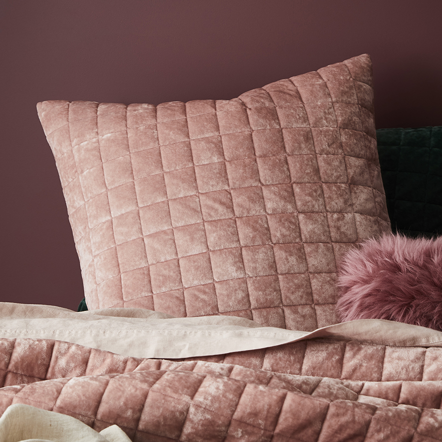 York Velvet Rosewood Quilted Quilt Cover Separates Adairs