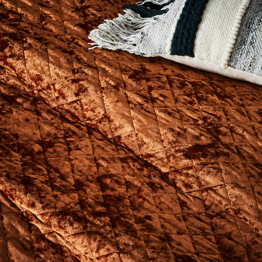 York Velvet Tobacco Quilted Quilt Cover Separates Adairs