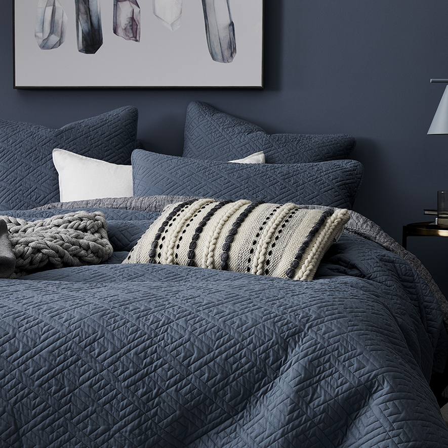 Saxon Denim Quilted Quilt Cover Separates Adairs
