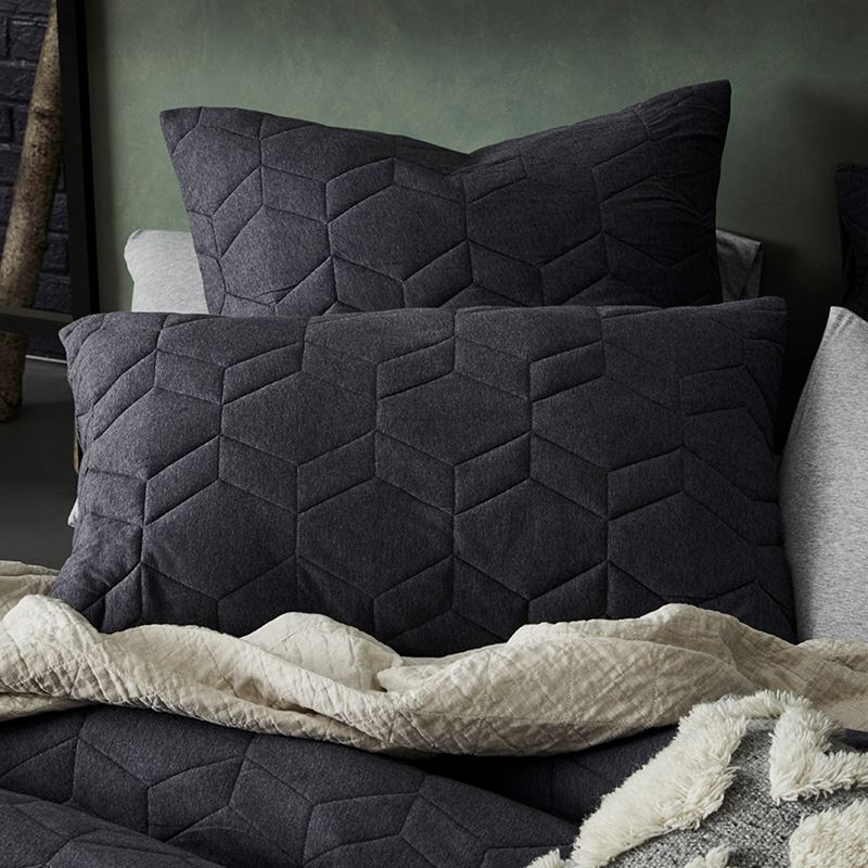 Hampton Bamboo Jersey Coal Quilted Quilt Cover Separates
