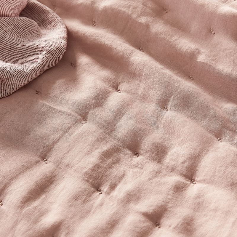 Vintage Washed Linen Quilted Nude Pink Quilt Cover