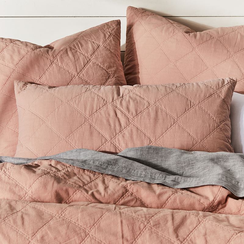 Stonewashed Cotton Dusty Pink Quilted Coverlet Separates