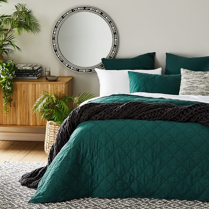Stonewashed Cotton Lagoon Quilted Coverlet Separates