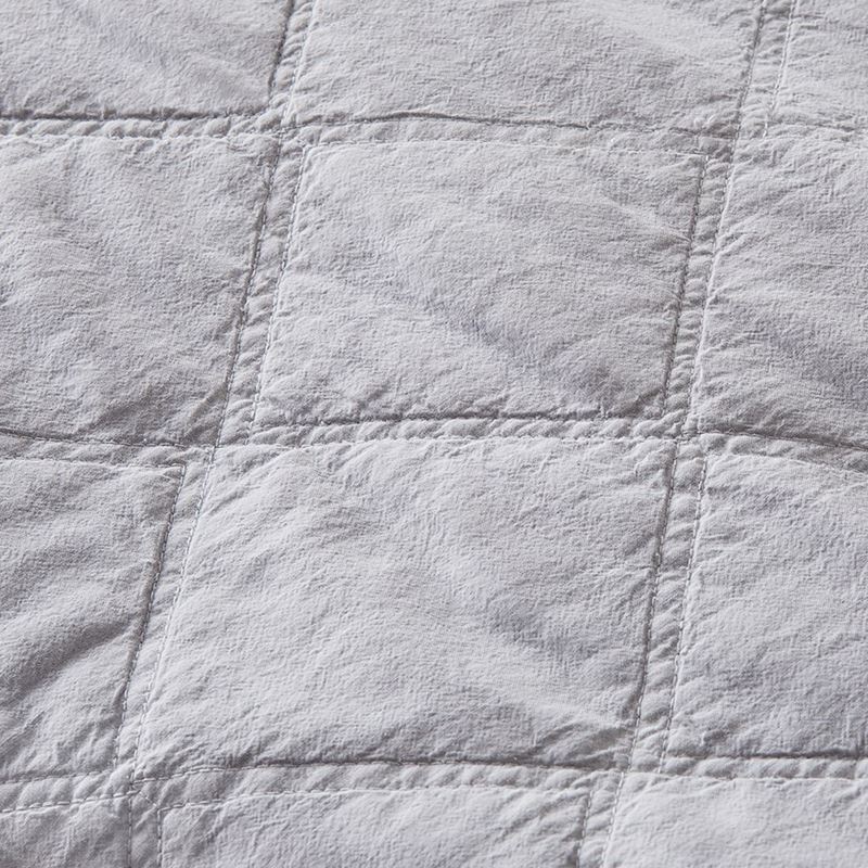 Stonewashed Cotton Silver Quilted Coverlet Separates