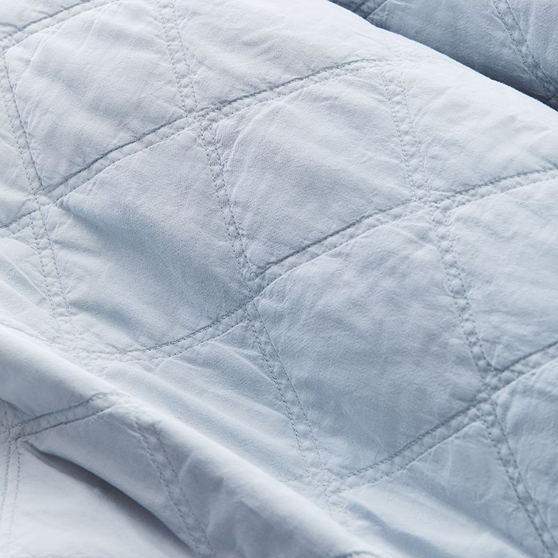 Stonewashed Cotton Powder Blue Quilted Coverlet Separates | Adairs