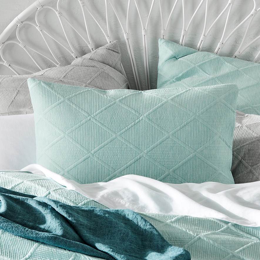 Atticus Duck Egg Quilted Quilt Cover Separates Adairs