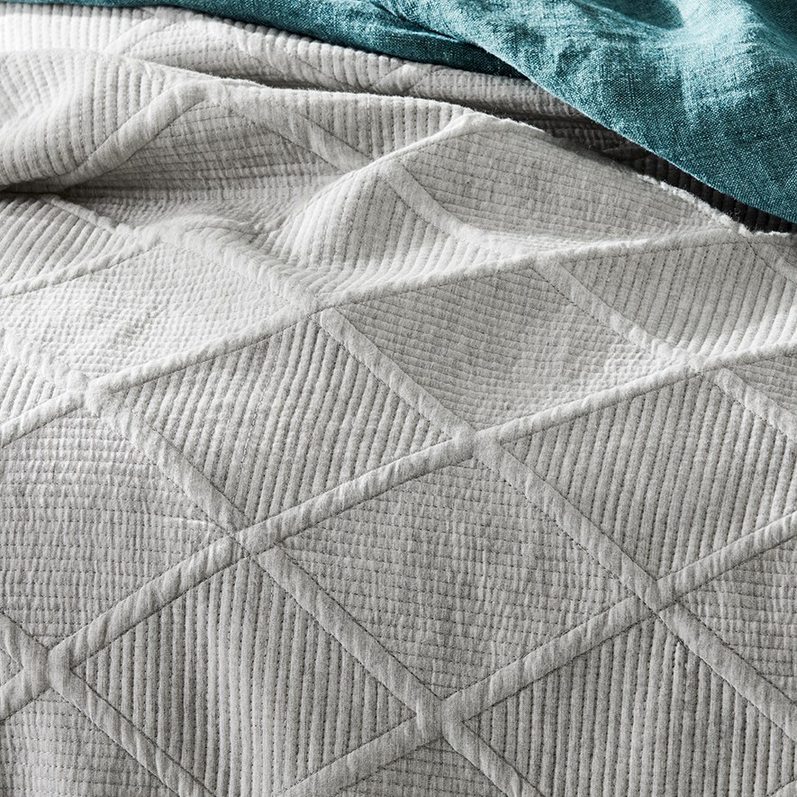 Atticus Marle Grey Quilted Quilt Cover Separates Adairs