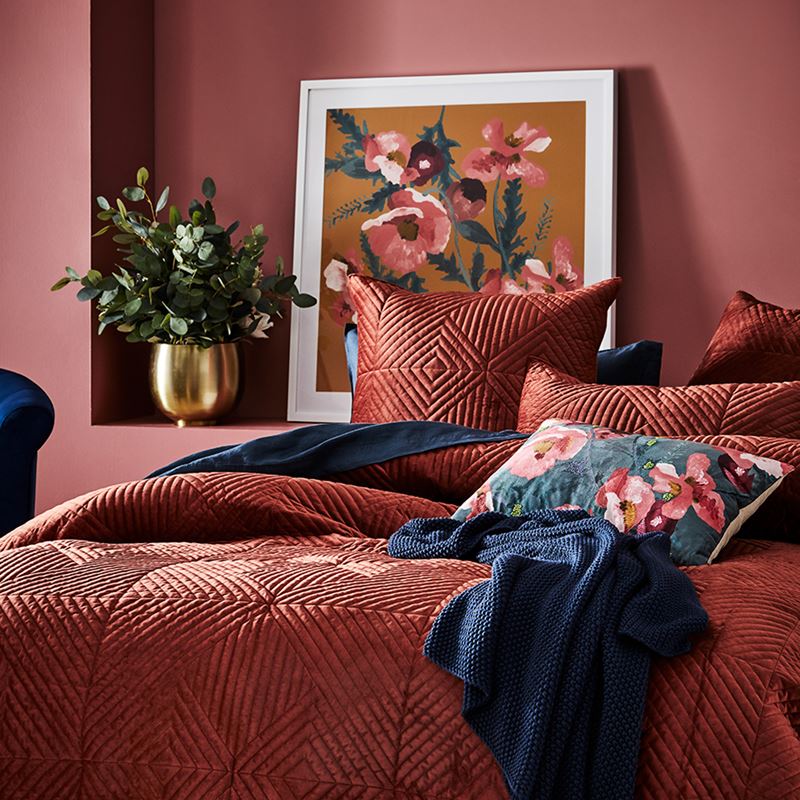 Newport Velvet Paprika Quilted Quilt Cover Separates