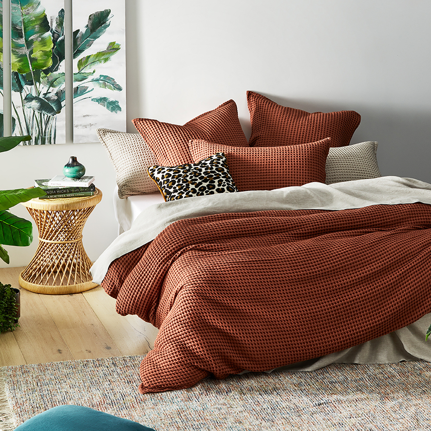 Chunky Waffle Tumeric Quilt Cover Set + Separates Adairs