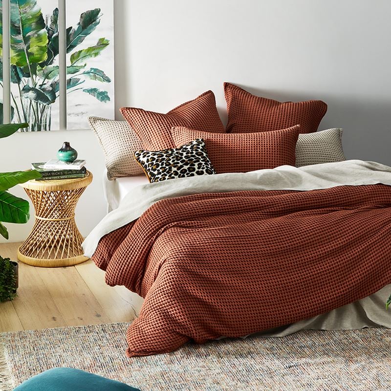 Chunky Waffle Tumeric Quilt Cover Set + Separates