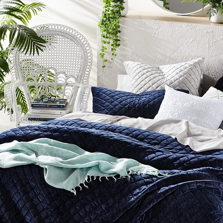 Aria Velvet Midnight Quilted Quilt Cover Separates Adairs