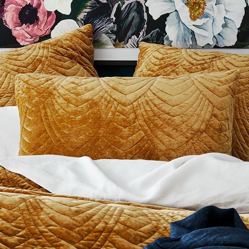 Carraway Velvet Gold Quilted Quilt Cover Separates