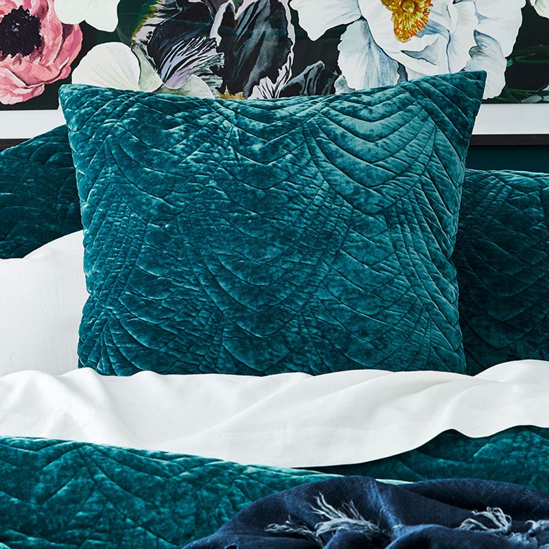Carraway Velvet Teal Quilted Quilt Cover Separates