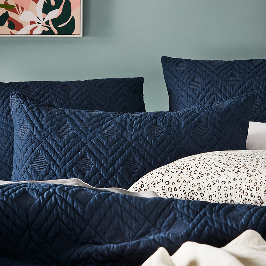 Soho Navy Quilted Quilt Cover Separates Adairs