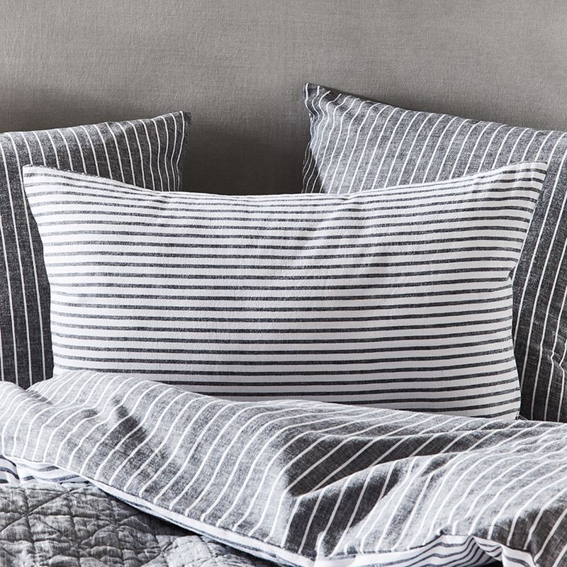 Vintage Washed Linen Cotton Indigo Stripe Quilt Cover Separates