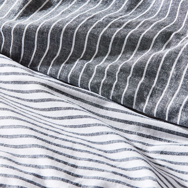 Vintage Washed Linen Cotton Indigo Stripe Quilt Cover Separates