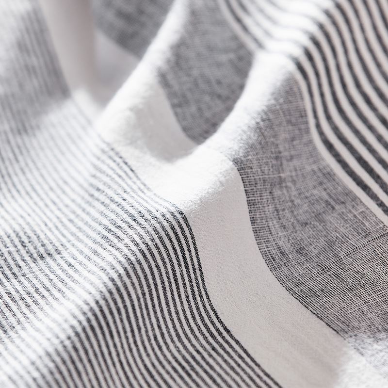 Vintage Washed Linen Cotton Ebony Stripe Quilt Cover Separates