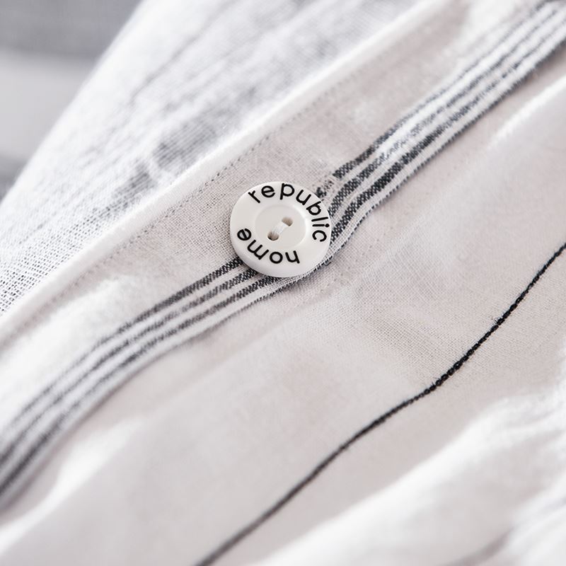 Vintage Washed Linen Cotton Ebony Stripe Quilt Cover Separates