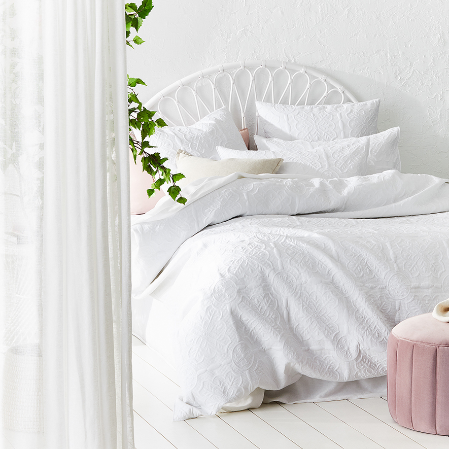 Willa White Quilted Quilt Cover Separates Adairs