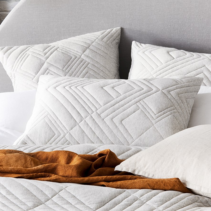 Maddox Jersey Grey Marle Quilted Quilt Cover Separates Adairs