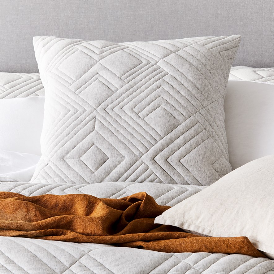 Maddox Jersey Grey Marle Quilted Quilt Cover Separates Adairs