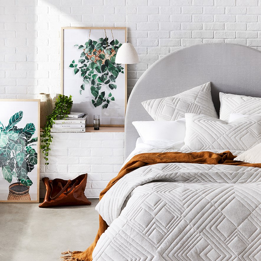 Maddox Jersey Grey Marle Quilted Quilt Cover Separates Adairs