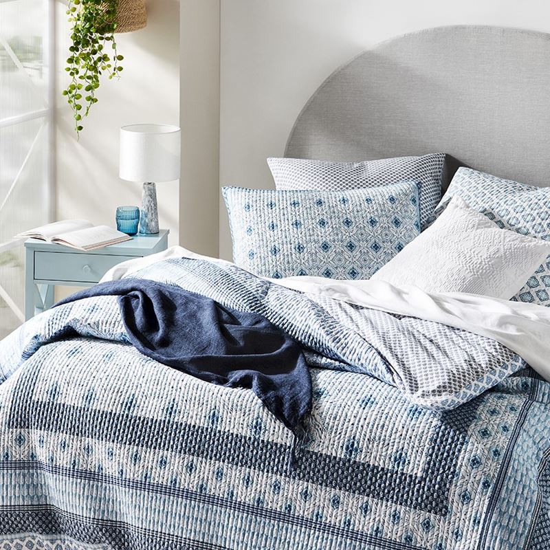 Home Republic - Indu Blue Quilted Quilt Cover Separates | Adairs