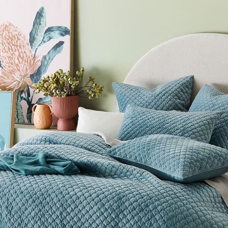 Waves Velvet Mineral Quilted Quilt Cover Separates