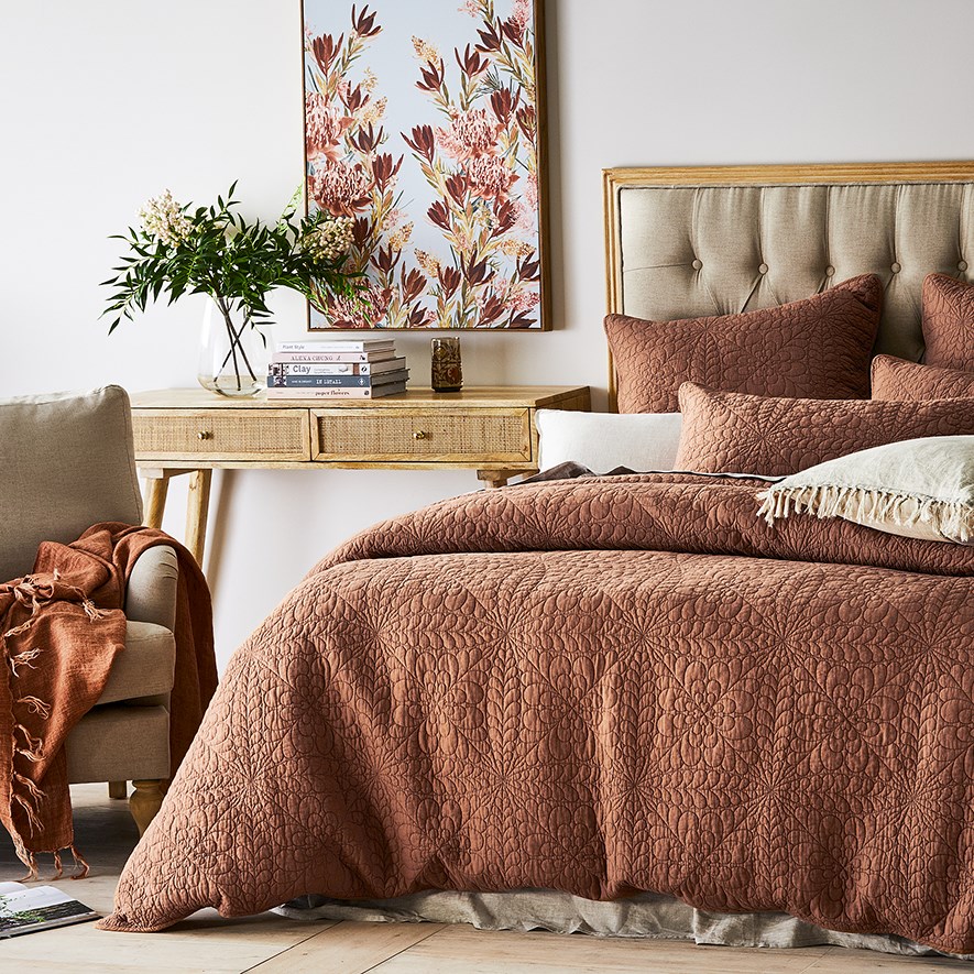 Daisy Earth Quilted Quilt Cover Separates | Adairs