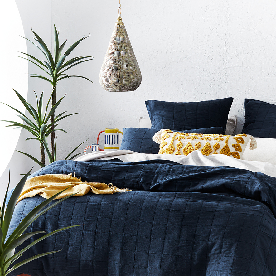 Kacher Navy Quilt Cover Set Separates Adairs