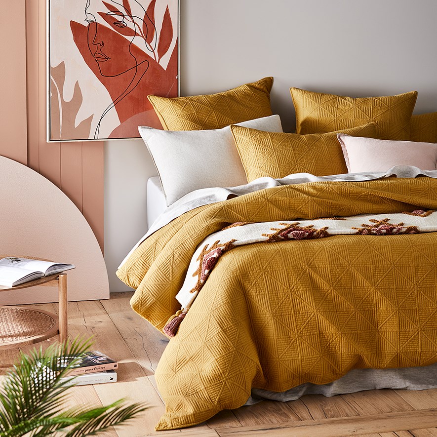 Prism Dijon Quilted Quilt Cover Separates Adairs