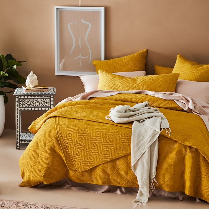 Prism Mustard Quilted Quilt Cover Separates