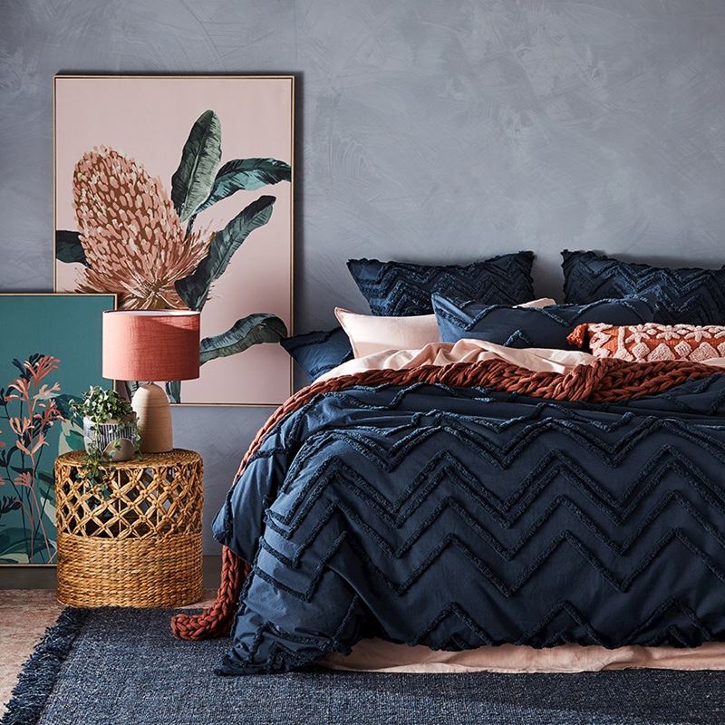 Orlando Chenille Navy Quilt Cover Separates
