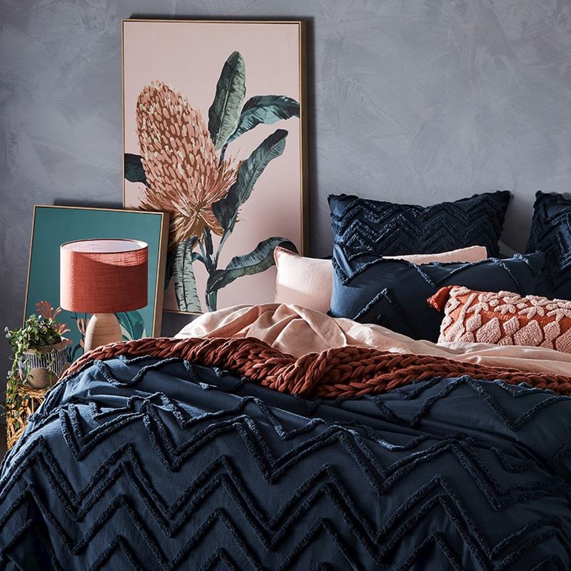 Orlando Chenille Navy Quilt Cover Separates