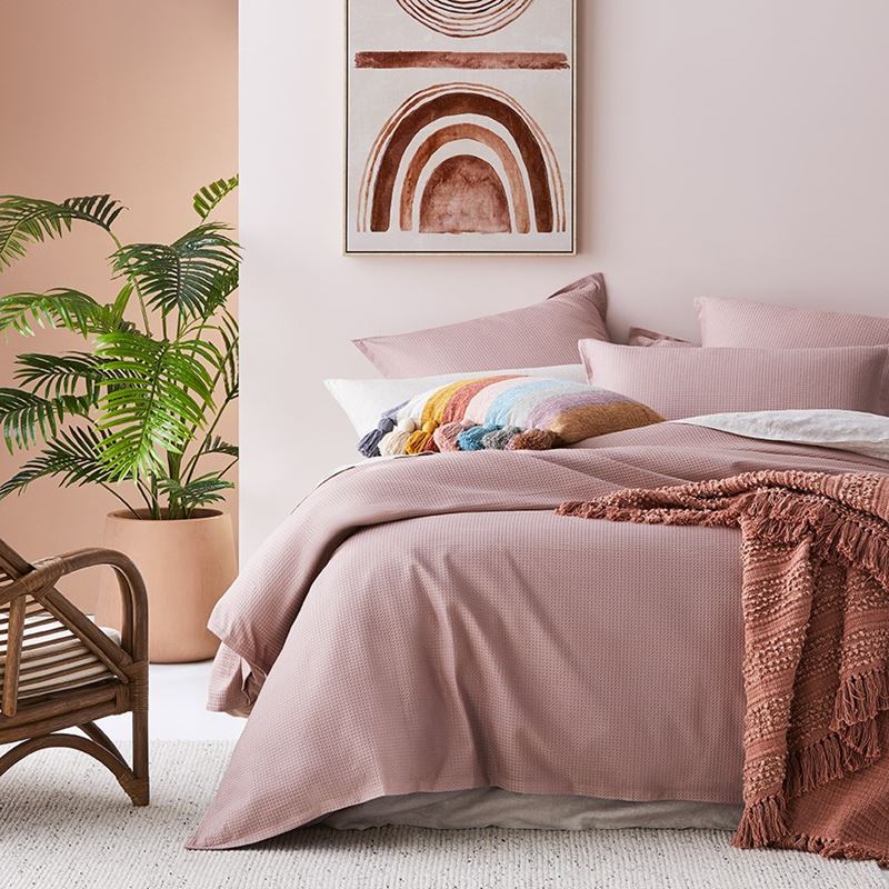 Berlin Waffle Dusty Rose Quilt Cover Set + Separates