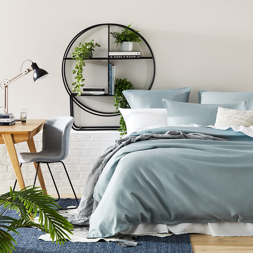 Berlin Waffle Sky Blue Quilt Cover Set + Separates Adairs