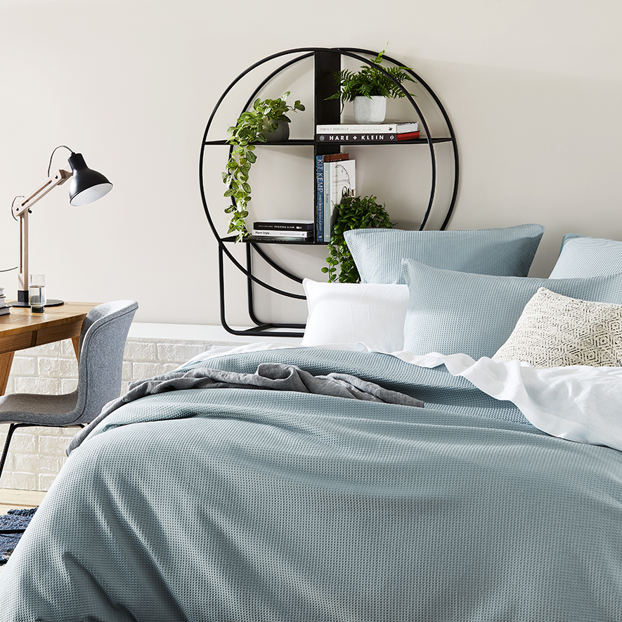 Berlin Waffle Sky Blue Quilt Cover Set + Separates Adairs