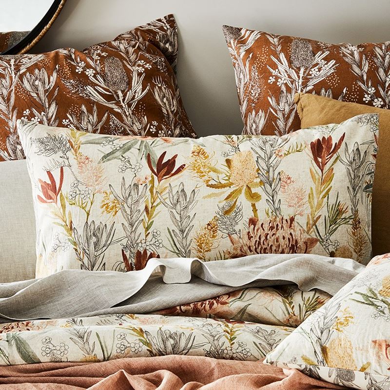 Home Republic - Native Floral Natural Quilt Cover Set, Bedroom