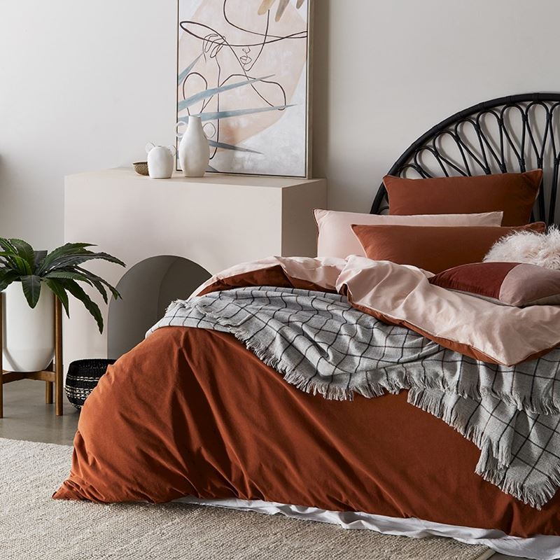 Two Toned Stonewashed Tobacco Quilt Cover Set + Separates